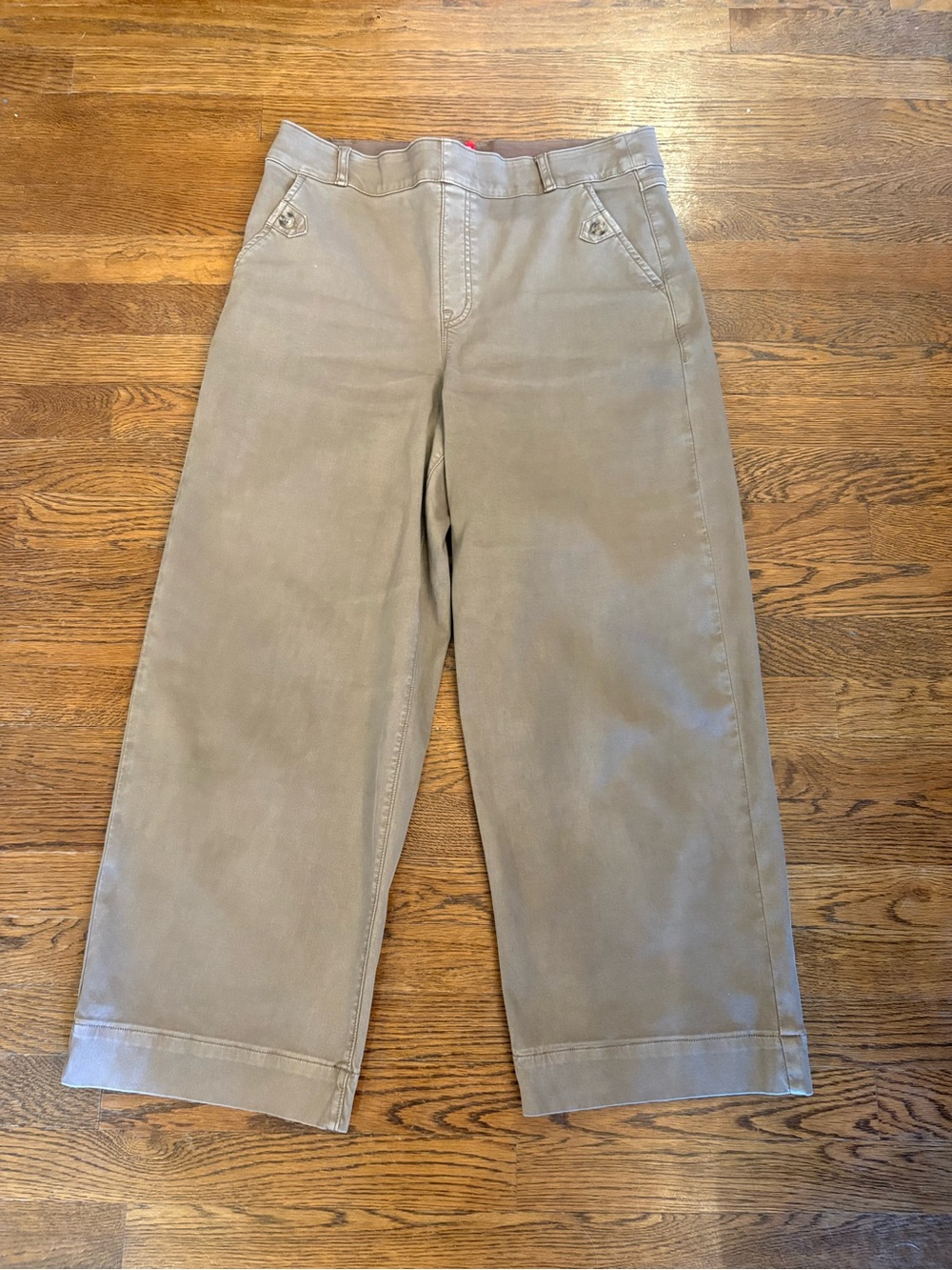 Spanx Wide-Leg Cotton Chino Pants in Tan